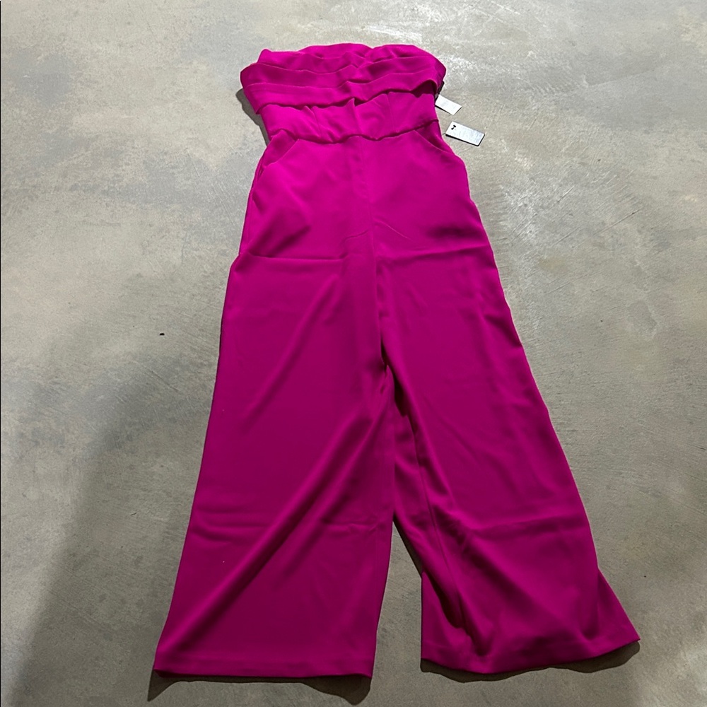 Express Strapless Magenta Jumpsuit